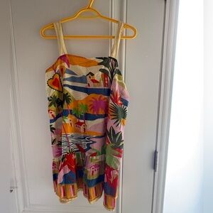 True Destinations Multi-Color Mini Dress with Wide Straps in Size Medium